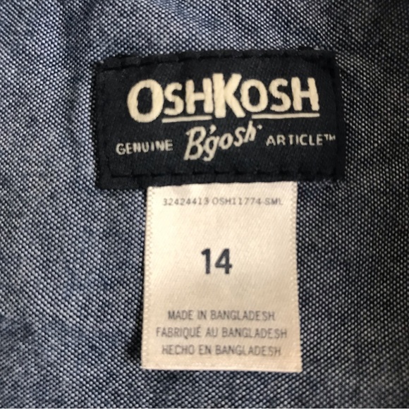 Oshkosh Button Down Shirt Boy’s Size 14 Multicolor Long Sleeve Plaid 100% Cotton - Picture 4 of 11